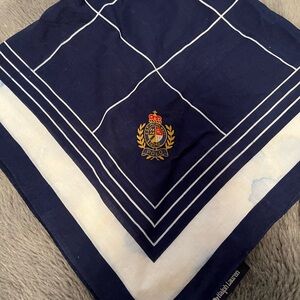 Ralph Lauren neck scarf. Preppy blue & white. Some discoloration. See photos.